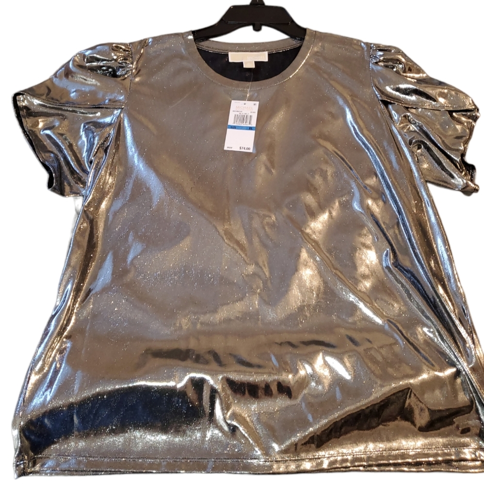 BNWT, Michael Kors, Metallic, Shirt, XL